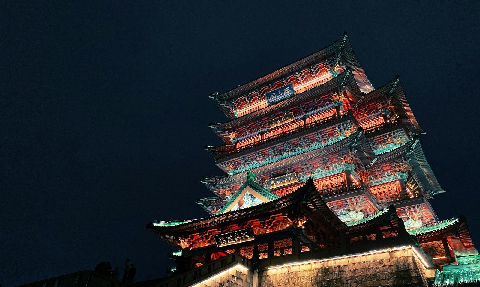 Illuminated Temple at Night Time